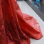 Luxus / Herrlich Rot Roter Teppich Abendkleider 2023 A Linie Eckiger Ausschnitt Kurze Ärmel Rückenfreies Herzförmig Applikationen Spitze Pailletten Stoffgürtel Hof-Schleppe Rüschen