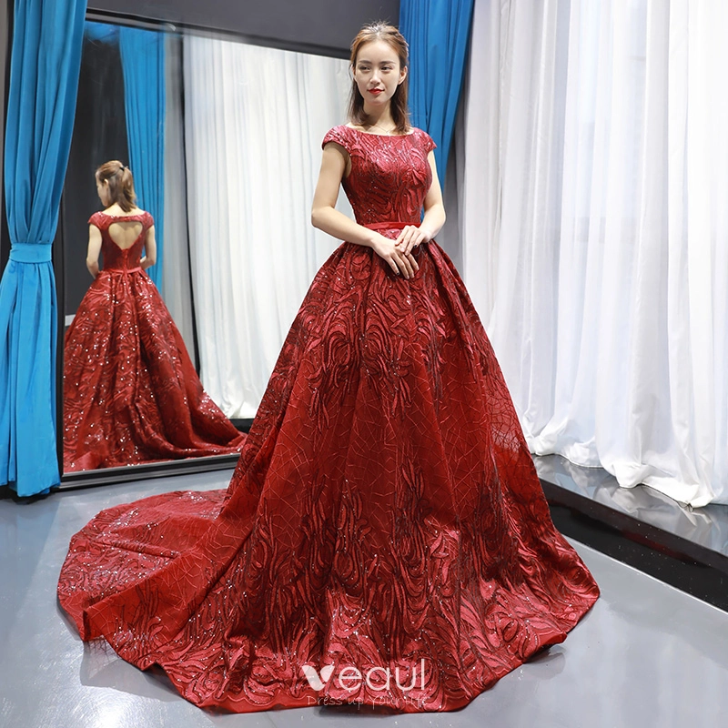 Veaul Luxury Gorgeous Red Red Carpet Evening Dresses 2023 A Line Princess Square Neckline
