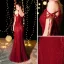 Bling Bling Bordeaux Robe De Soirée 2019 Trompette / Sirène Bretelles Spaghetti Sans Manches Glitter Paillettes Longue Volants Dos Nu Robe De Ceremonie