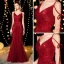 Bling Bling Bordeaux Robe De Soirée 2019 Trompette / Sirène Bretelles Spaghetti Sans Manches Glitter Paillettes Longue Volants Dos Nu Robe De Ceremonie
