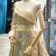 Glitzernden Gold Pailletten Roter Teppich Abendkleider 2023 A Linie One-Shoulder Lange Ärmel Stoffgürtel Applikationen Blumen Perlenstickerei Kapelle-Schleppe Rüschen Rückenfreies