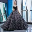 Luxury / Gorgeous Handmade  Beading Black Prom Dresses 2023 Ball Gown Deep V-Neck Sleeveless Appliques Lace Chapel Train Backless Ruffle Formal Dresses