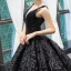 Luxury / Gorgeous Handmade  Beading Black Prom Dresses 2023 Ball Gown Deep V-Neck Sleeveless Appliques Lace Chapel Train Backless Ruffle Formal Dresses