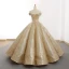 Sparkly Gold Dancing Prom Dresses 2023 Ball Gown Off-The-Shoulder Short Sleeve Floor-Length / Long Ruffle Backless Formal Dresses
