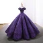 Sparkly Gold Dancing Prom Dresses 2023 Ball Gown Off-The-Shoulder Short Sleeve Floor-Length / Long Ruffle Backless Formal Dresses