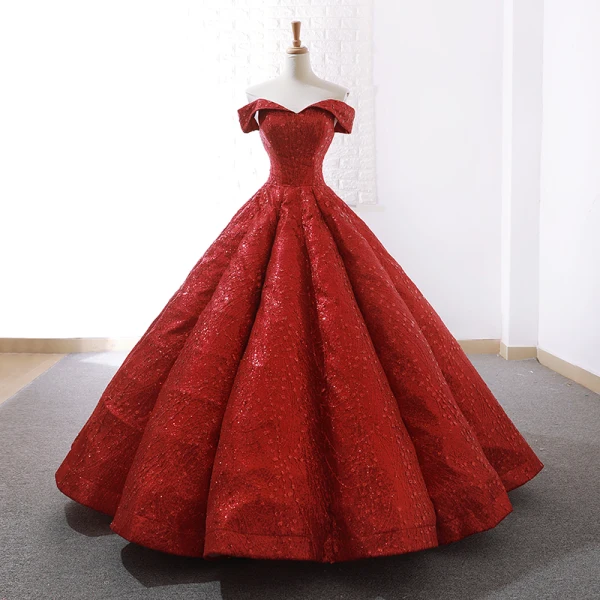 Sparkly Gold Dancing Prom Dresses 2023 Ball Gown Off-The-Shoulder Short Sleeve Floor-Length / Long Ruffle Backless Formal Dresses