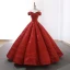 Sparkly Gold Dancing Prom Dresses 2023 Ball Gown Off-The-Shoulder Short Sleeve Floor-Length / Long Ruffle Backless Formal Dresses