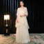 Elegant Champagne Evening Dresses  With Shawl 2019 A-Line / Princess Strapless Sleeveless Glitter Polyester Floor-Length / Long Ruffle Backless Formal Dresses
