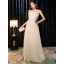 Elegant Champagne Evening Dresses  With Shawl 2019 A-Line / Princess Strapless Sleeveless Glitter Polyester Floor-Length / Long Ruffle Backless Formal Dresses
