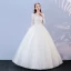 Abordable Blanche Percé Robe De Mariée 2017 Robe Boule Encolure Dégagée Manches Longues Dos Nu Appliques En Dentelle Longue