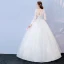 Abordable Blanche Percé Robe De Mariée 2017 Robe Boule Encolure Dégagée Manches Longues Dos Nu Appliques En Dentelle Longue