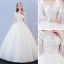 Abordable Blanche Percé Robe De Mariée 2017 Robe Boule Encolure Dégagée Manches Longues Dos Nu Appliques En Dentelle Longue