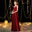 Bling Bling Bordeaux Robe De Soirée 2019 Princesse Bretelles Spaghetti Sans Manches Métal Ceinture Glitter Polyester Longue Volants Dos Nu Robe De Ceremonie