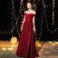 Bling Bling Burgunderrot Abendkleider 2019 A Linie Off Shoulder Kurze Ärmel Glanz Polyester Lange Rüschen Rückenfreies Festliche Kleider