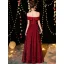 Bling Bling Burgunderrot Abendkleider 2019 A Linie Off Shoulder Kurze Ärmel Glanz Polyester Lange Rüschen Rückenfreies Festliche Kleider