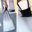 Modern / Fashion Black Gradient-Color White Suede Evening Dresses  2018 A-Line / Princess Shoulders Sleeveless Floor-Length / Long Ruffle Backless Formal Dresses