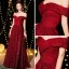 Bling Bling Burgunderrot Abendkleider 2019 A Linie Off Shoulder Kurze Ärmel Glanz Polyester Lange Rüschen Rückenfreies Festliche Kleider