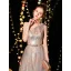 Modern / Fashion Champagne Evening Dresses  2019 A-Line / Princess One-Shoulder Sleeveless Metal Sash Glitter Sequins Floor-Length / Long Ruffle Backless Formal Dresses