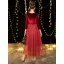 Chic / Beautiful Burgundy Suede Homecoming Graduation Dresses 2019 A-Line / Princess Square Neckline 3/4 Sleeve Glitter Tulle Tea-length Ruffle Formal Dresses