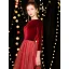 Chic / Beautiful Burgundy Suede Homecoming Graduation Dresses 2019 A-Line / Princess Square Neckline 3/4 Sleeve Glitter Tulle Tea-length Ruffle Formal Dresses