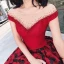 Luxury / Gorgeous Burgundy Prom Dresses 2018 A-Line / Princess See-through Scoop Neck Cap Sleeves Rhinestone Printing Flower Satin Sweep Train Ruffle Backless Formal Dresses