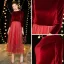 Chic / Beautiful Burgundy Suede Homecoming Graduation Dresses 2019 A-Line / Princess Square Neckline 3/4 Sleeve Glitter Tulle Tea-length Ruffle Formal Dresses