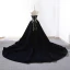 Élégant Noire Daim Robe De Soirée 2018 Princesse Bustier Sans Manches Perlage Ceinture Chapel Train Volants Dos Nu Robe De Ceremonie