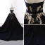 Élégant Noire Daim Robe De Soirée 2018 Princesse Bustier Sans Manches Perlage Ceinture Chapel Train Volants Dos Nu Robe De Ceremonie