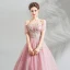Stunning Candy Pink Prom Dresses 2019 Ball Gown Off-The-Shoulder Puffy Short Sleeve Appliques Lace Floor-Length / Long Ruffle Backless Formal Dresses
