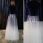 Chic / Beautiful Navy Blue Suede Evening Dresses  2019 A-Line / Princess V-Neck Long Sleeve Floor-Length / Long Ruffle Formal Dresses