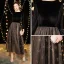 Chic / Beautiful Black Suede Evening Dresses  2019 A-Line / Princess Square Neckline 3/4 Sleeve Glitter Tulle Tea-length Ruffle Formal Dresses