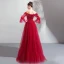 Glamour Bordeaux Robe De Soirée 2019 Princesse De l'épaule Gonflée Manches Longues Plumes Appliques En Dentelle Perlage Faux Diamant Longue Volants Dos Nu Robe De Ceremonie