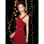 Elegant Burgundy Evening Dresses  2019 A-Line / Princess Sleeveless Glitter Polyester Metal Sash Floor-Length / Long Ruffle Backless Formal Dresses