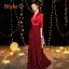 Elegant Burgundy Evening Dresses  2019 A-Line / Princess Sleeveless Glitter Polyester Metal Sash Floor-Length / Long Ruffle Backless Formal Dresses
