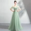 Modern / Fashion Lime Green Evening Dresses  2019 A-Line / Princess Spaghetti Straps Short Sleeve Appliques Lace Beading Floor-Length / Long Ruffle Backless Formal Dresses