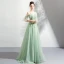 Modern / Fashion Lime Green Evening Dresses  2019 A-Line / Princess Spaghetti Straps Short Sleeve Appliques Lace Beading Floor-Length / Long Ruffle Backless Formal Dresses