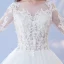 Abordable Blanche Percé Robe De Mariée 2017 Robe Boule Encolure Dégagée Manches Longues Dos Nu Appliques En Dentelle Chapel Train