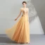 Elegant Yellow Prom Dresses 2019 A-Line / Princess V-Neck Sleeveless Appliques Lace Pearl Floor-Length / Long Ruffle Backless Formal Dresses