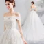 Erschwinglich Weiß Brautkleider / Hochzeitskleider 2019 A Linie Off Shoulder Kurze Ärmel Rückenfreies Applikationen Spitze Gekreuzte Träger Kapelle-Schleppe Rüschen
