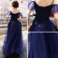 Elegante Marineblau Abendkleider 2019 A Linie Spaghettiträger Ärmellos Perlenstickerei Lange Rüschen Rückenfreies Festliche Kleider