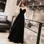 Modern / Fashion Black Suede Winter Evening Dresses  2019 A-Line / Princess Scoop Neck Long Sleeve Floor-Length / Long Ruffle Backless Formal Dresses