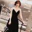 Modern / Fashion Black Suede Winter Evening Dresses  2019 A-Line / Princess Scoop Neck Long Sleeve Floor-Length / Long Ruffle Backless Formal Dresses