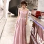 Bling Bling Pink Abendkleider 2019 A Linie Off Shoulder Kurze Ärmel Stoffgürtel Glanz Polyester Lange Rüschen Rückenfreies Festliche Kleider
