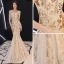 Abordable Champagne Paillettes Robe De Soirée 2018 Trompette / Sirène De l'épaule 1/2 Manches Longue Volants Dos Nu Robe De Ceremonie