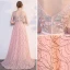 Affordable Pearl Pink Evening Dresses  2019 A-Line / Princess Scoop Neck Sleeveless Appliques Lace Pearl Rhinestone Sweep Train Ruffle Backless Formal Dresses