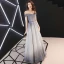 Bling Bling Grau Abendkleider 2019 A Linie Off Shoulder Kurze Ärmel Stoffgürtel Glanz Polyester Lange Rüschen Rückenfreies Festliche Kleider