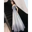 Bling Bling Grau Abendkleider 2019 A Linie Off Shoulder Kurze Ärmel Stoffgürtel Glanz Polyester Lange Rüschen Rückenfreies Festliche Kleider