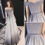 Bling Bling Grau Abendkleider 2019 A Linie Off Shoulder Kurze Ärmel Stoffgürtel Glanz Polyester Lange Rüschen Rückenfreies Festliche Kleider