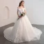 Bling Bling Champagne Wedding Dresses 2018 Ball Gown Off-The-Shoulder Short Sleeve Backless Glitter Lace Cathedral Train Ruffle