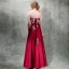 Traditional Modern / Fashion Burgundy Satin Evening Dresses  2019 A-Line / Princess Strapless Sleeveless Sash Embroidered Tassel Rhinestone Floor-Length / Long Ruffle Backless Formal Dresses